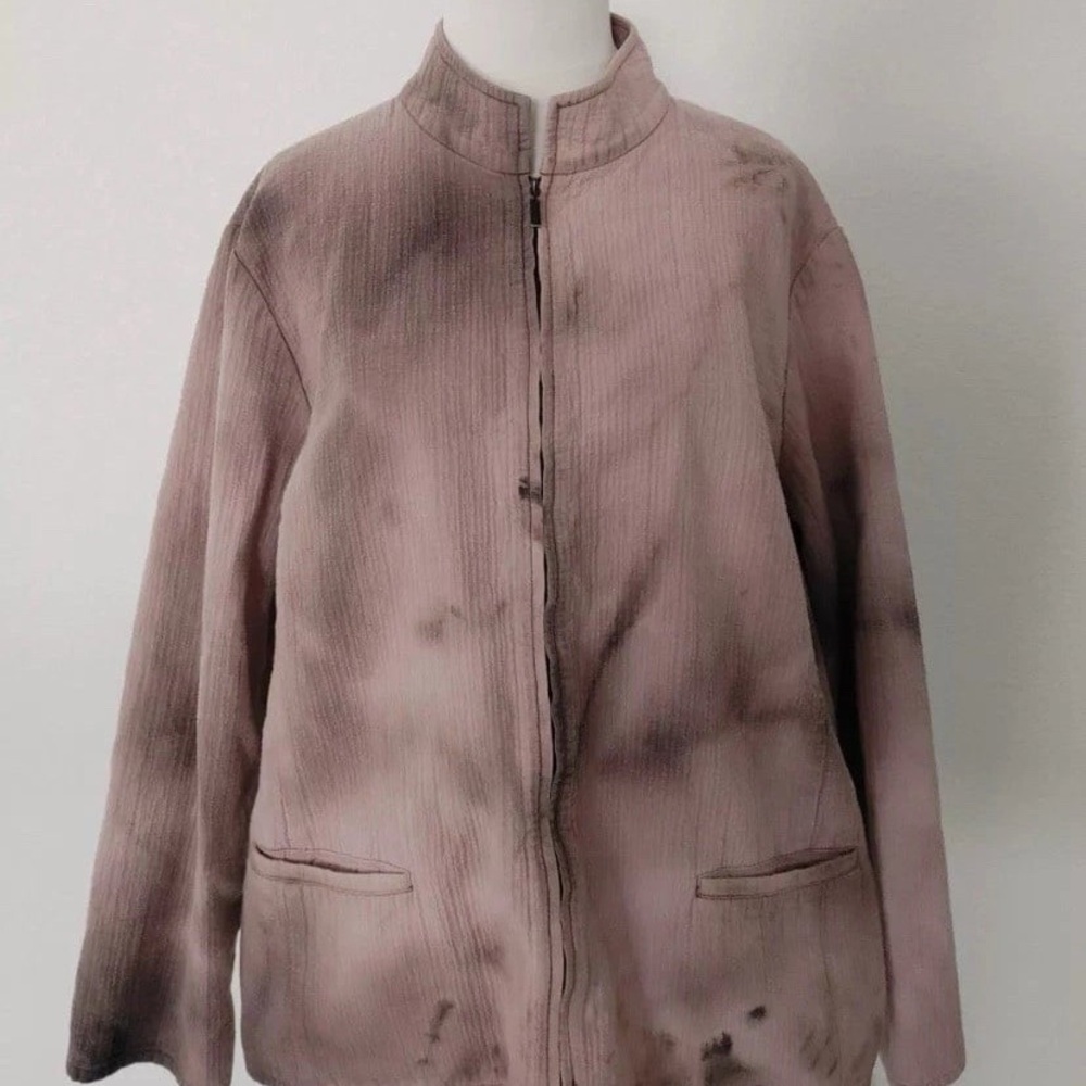 Eileen Fisher Tie Dye Lightweight Jacket Coat Zipper Italian Fabric size 1X